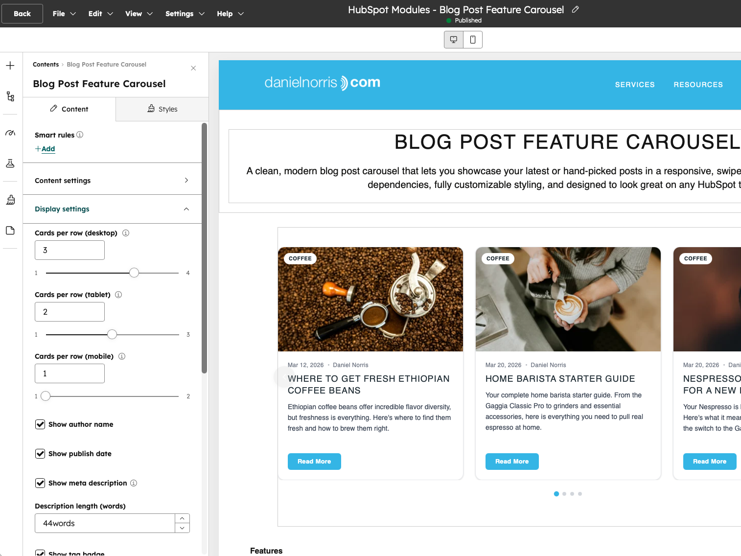 Fully Responsive with Per-Device Card Controls